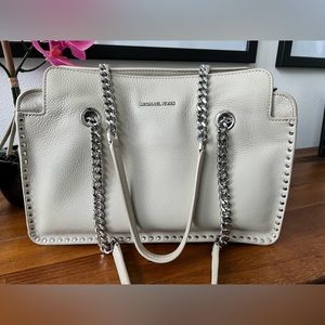 Michael Kors, Astor Large Satchel Grey Cement, Leather Studded Bag